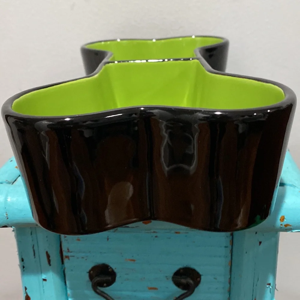 NEW Rae Dunn Artisan Collection By Magenta Brew Gruel Green Black Dog Bowl